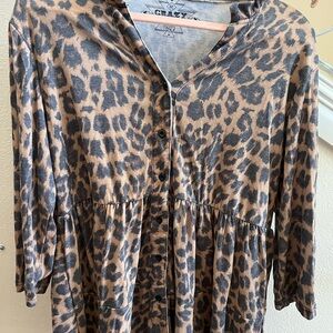 Leopard Print Button-Up Top